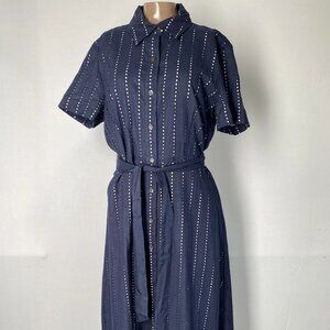 J. McLaughlin “Kalinda” Eyelet Belted Midi Dress – Size 12 (NWT)